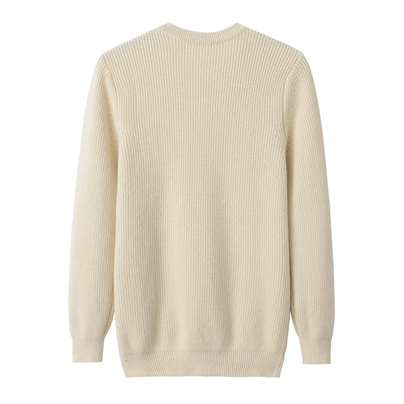 100% Cashmere, Cashmere crew-neck sweater — Beige, 14–15.5µm, Cashmere Garment / Men — detail view 3