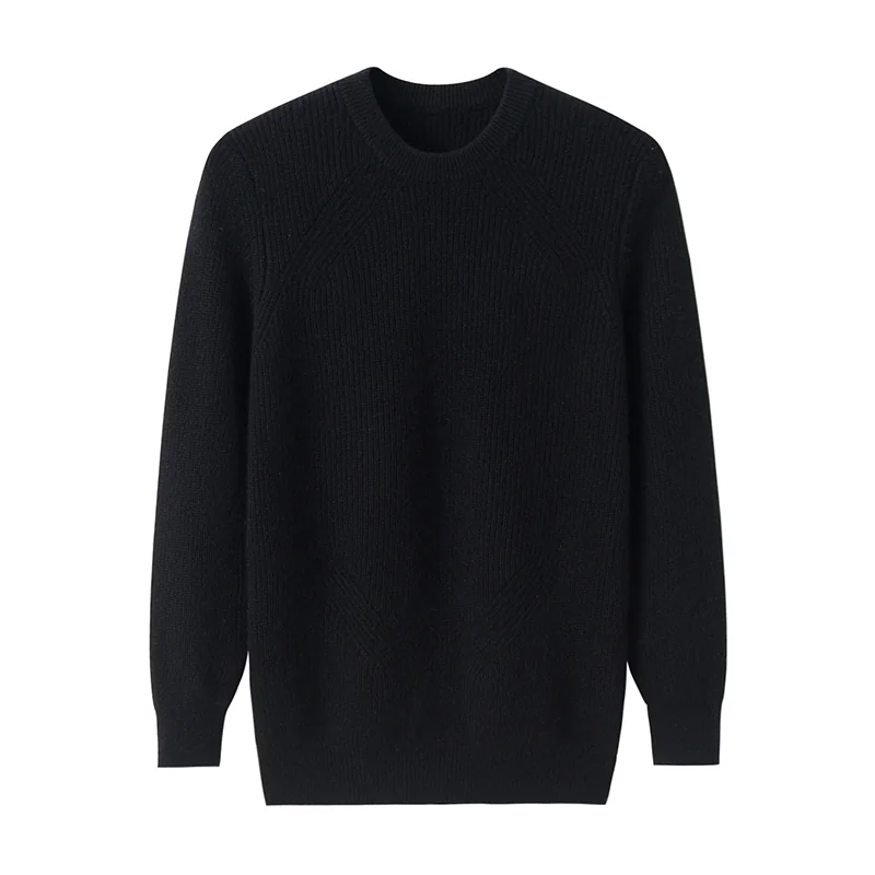100% Cashmere, Cashmere crew-neck sweater — Beige, 14–15.5µm, Cashmere Garment / Men — detail view 5