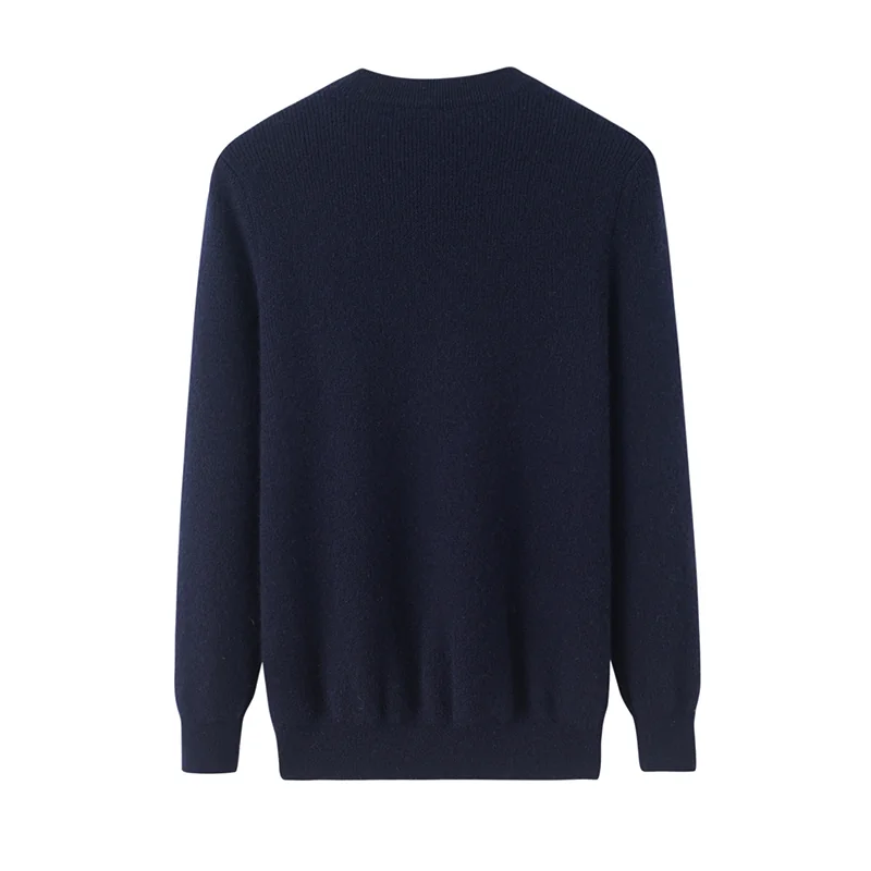 100% Cashmere, Cashmere crew-neck sweater — Grey, 14–15.5µm, Cashmere Garment / Men — detail view 2