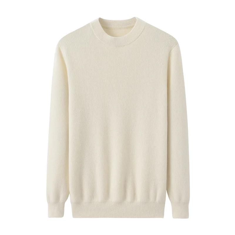 100% Cashmere, Cashmere crew-neck sweater — Grey, 14–15.5µm, Cashmere Garment / Men — detail view 4