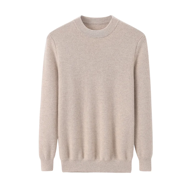 100% Cashmere, Cashmere crew-neck sweater — Grey, 14–15.5µm, Cashmere Garment / Men — detail view 5