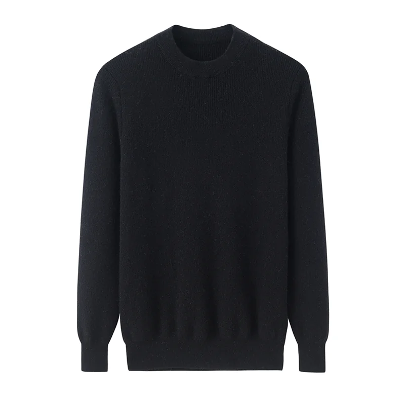 100% Cashmere, Cashmere crew-neck sweater — Grey, 14–15.5µm, Cashmere Garment / Men — detail view 6