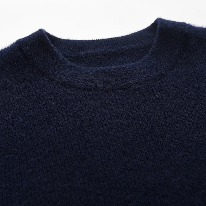 100% Cashmere, Cashmere crew-neck sweater — Grey, 14–15.5µm, Cashmere Garment / Men — detail view 9