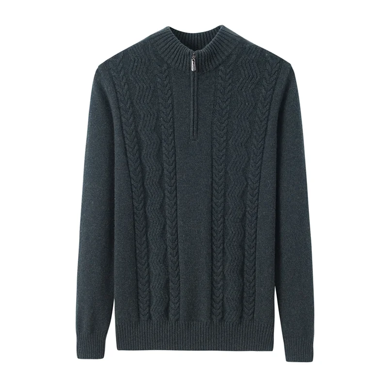 100% Cashmere, Cashmere crew-neck sweater — Navy, 14–15.5µm, Cashmere Garment / Men — detail view 2