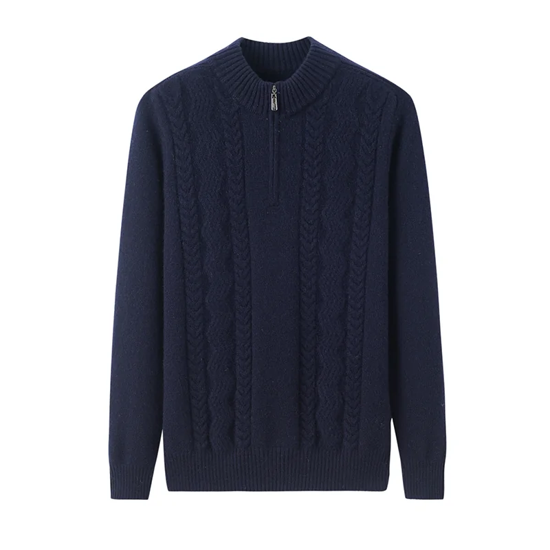 100% Cashmere, Cashmere crew-neck sweater — Navy, 14–15.5µm, Cashmere Garment / Men — detail view 4