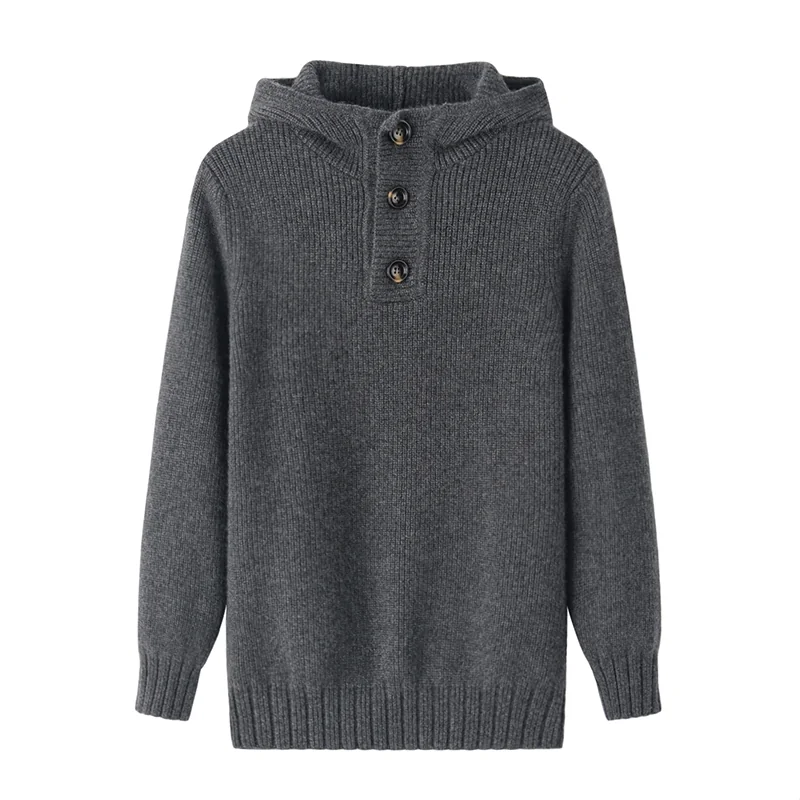 100% Cashmere, Cashmere crew-neck sweater — Grey, 14–15.5µm, Cashmere Garment / Men — detail view 3