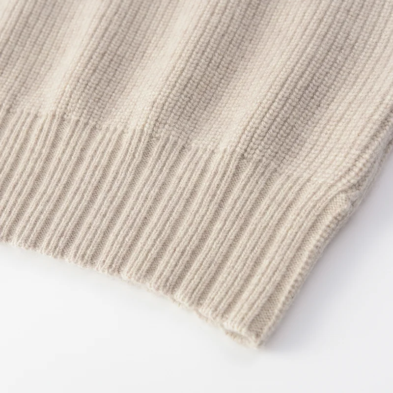 100% Cashmere, Cashmere crew-neck sweater — Grey, 14–15.5µm, Cashmere Garment / Men — detail view 5