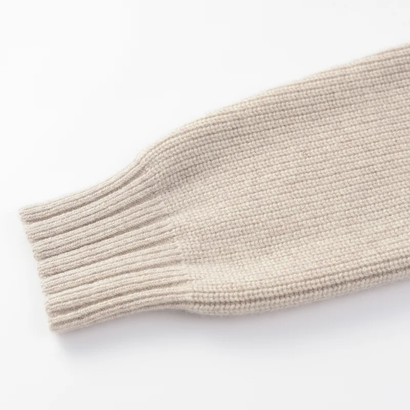 100% Cashmere, Cashmere crew-neck sweater — Grey, 14–15.5µm, Cashmere Garment / Men — detail view 6
