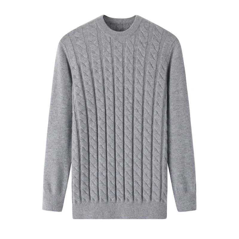 Cashmere crew-neck sweater — Grey Cable