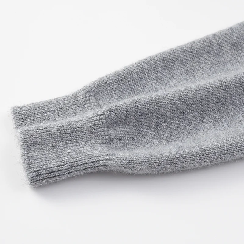 100% Cashmere, Cashmere crew-neck sweater — Grey Cable, 14–15.5µm, Cashmere Garment / Men — detail view 6