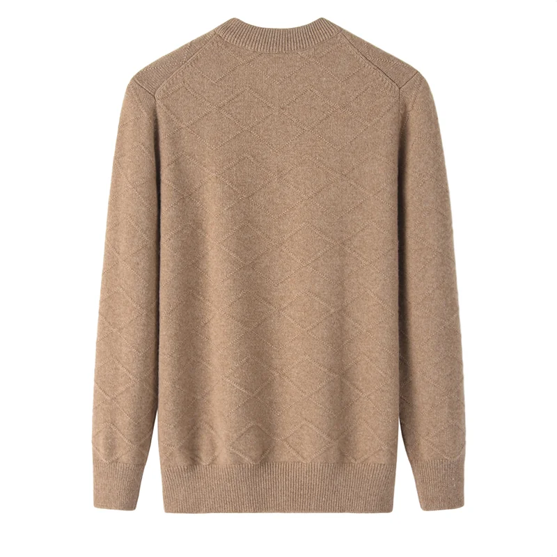 100% Cashmere, Cashmere crew-neck sweater — Grey, 14–15.5µm, Cashmere Garment / Men — detail view 2