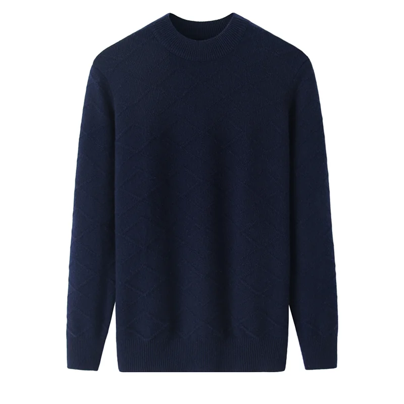 100% Cashmere, Cashmere crew-neck sweater — Grey, 14–15.5µm, Cashmere Garment / Men — detail view 5