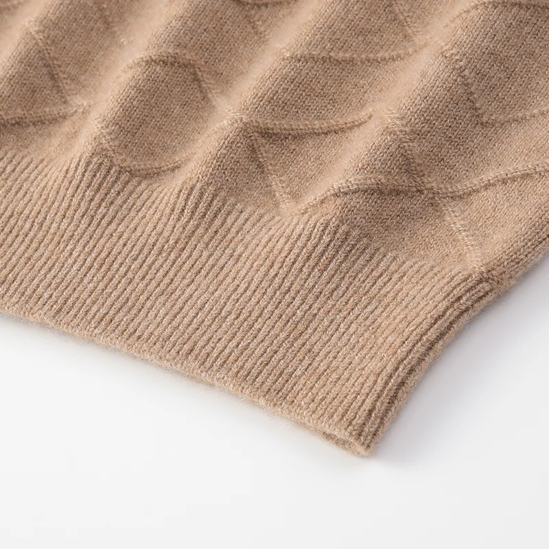 100% Cashmere, Cashmere crew-neck sweater — Grey, 14–15.5µm, Cashmere Garment / Men — detail view 6