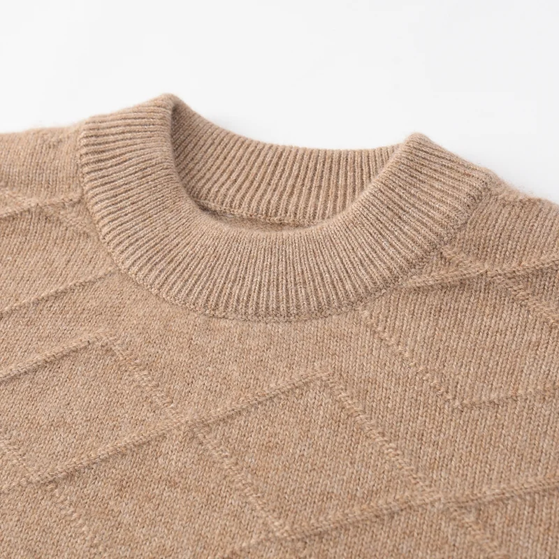 100% Cashmere, Cashmere crew-neck sweater — Grey, 14–15.5µm, Cashmere Garment / Men — detail view 8