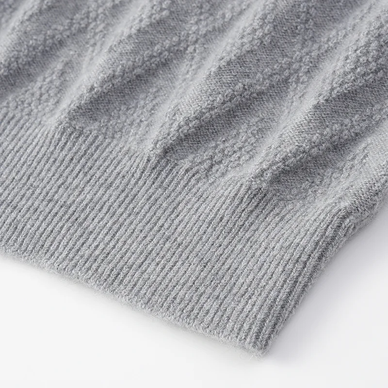 100% Cashmere, Cashmere crew-neck sweater — Camel Cable, 14–15.5µm, Cashmere Garment / Men — detail view 4