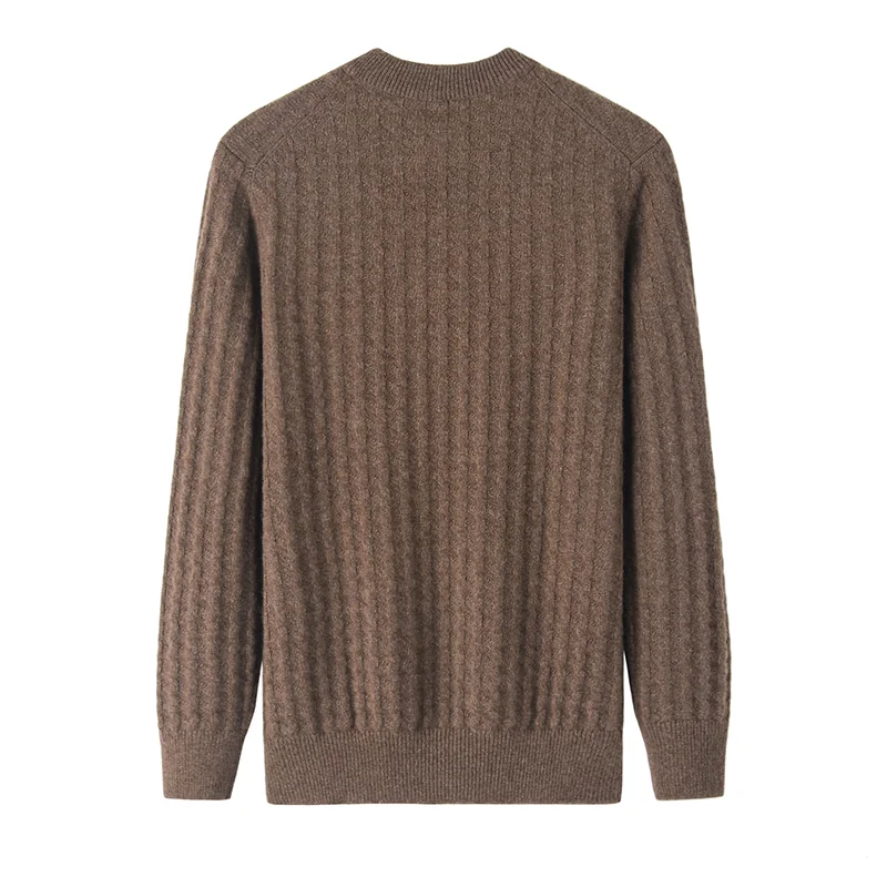 100% Cashmere, Cashmere crew-neck sweater — Grey, 14–15.5µm, Cashmere Garment / Men — detail view 2