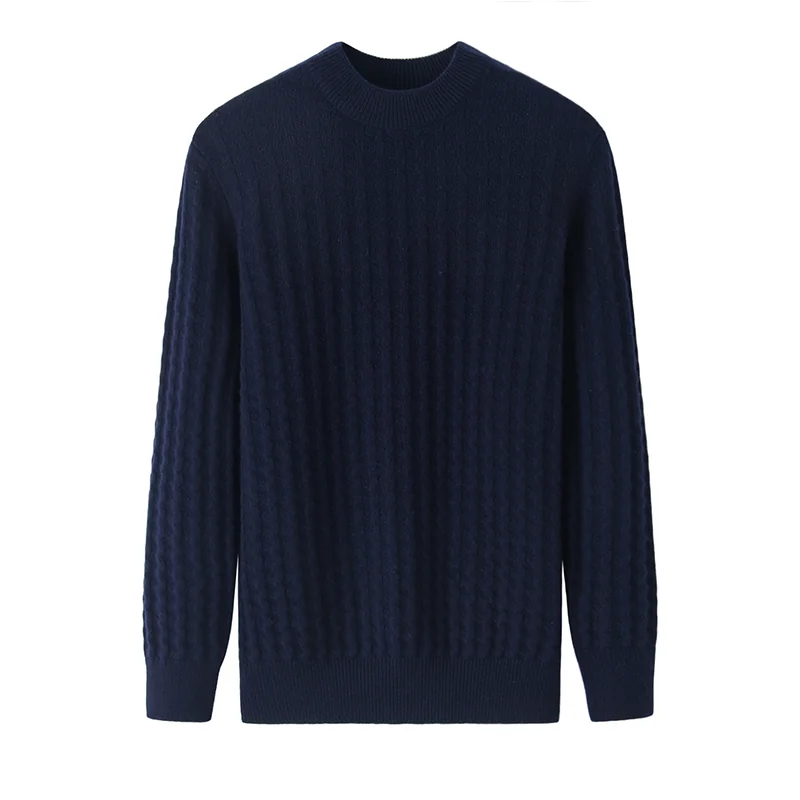 100% Cashmere, Cashmere crew-neck sweater — Grey, 14–15.5µm, Cashmere Garment / Men — detail view 4