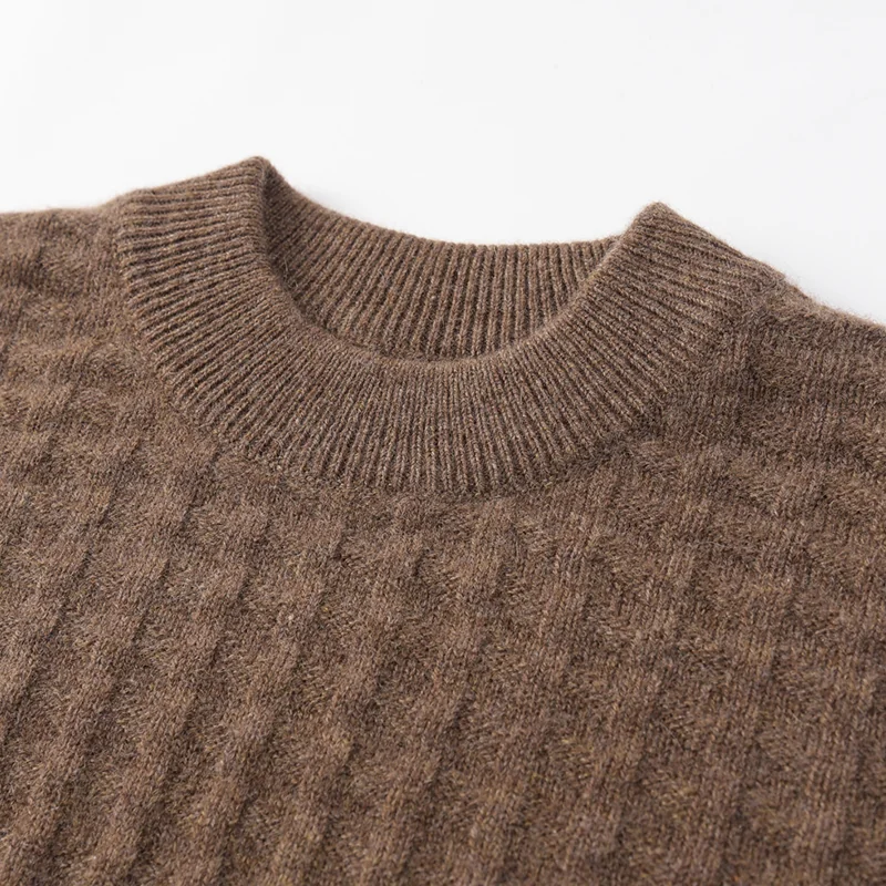100% Cashmere, Cashmere crew-neck sweater — Grey, 14–15.5µm, Cashmere Garment / Men — detail view 7