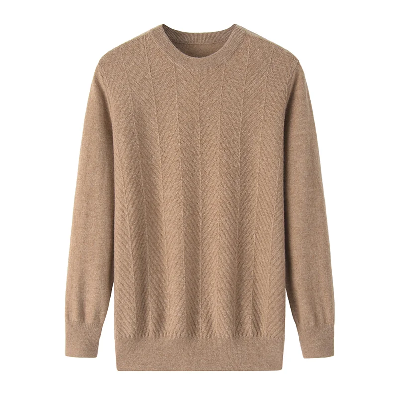 100% Cashmere, Cashmere crew-neck sweater — Grey, 14–15.5µm, Cashmere Garment / Men — detail view 4