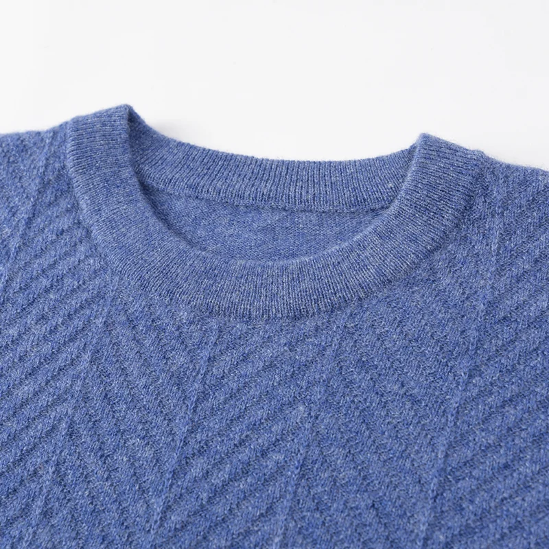 100% Cashmere, Cashmere crew-neck sweater — Grey, 14–15.5µm, Cashmere Garment / Men — detail view 7