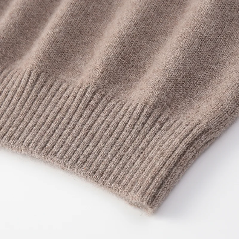 100% Cashmere, Cashmere crew-neck sweater — Grey, 14–15.5µm, Cashmere Garment / Men — detail view 5