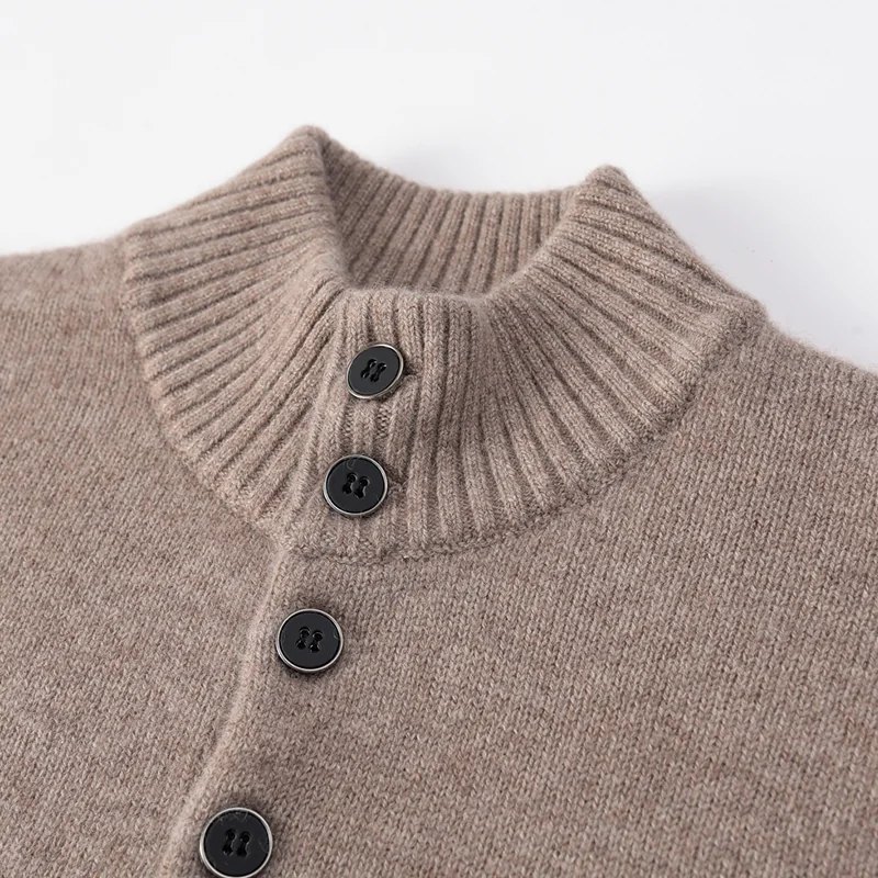 100% Cashmere, Cashmere crew-neck sweater — Grey, 14–15.5µm, Cashmere Garment / Men — detail view 7