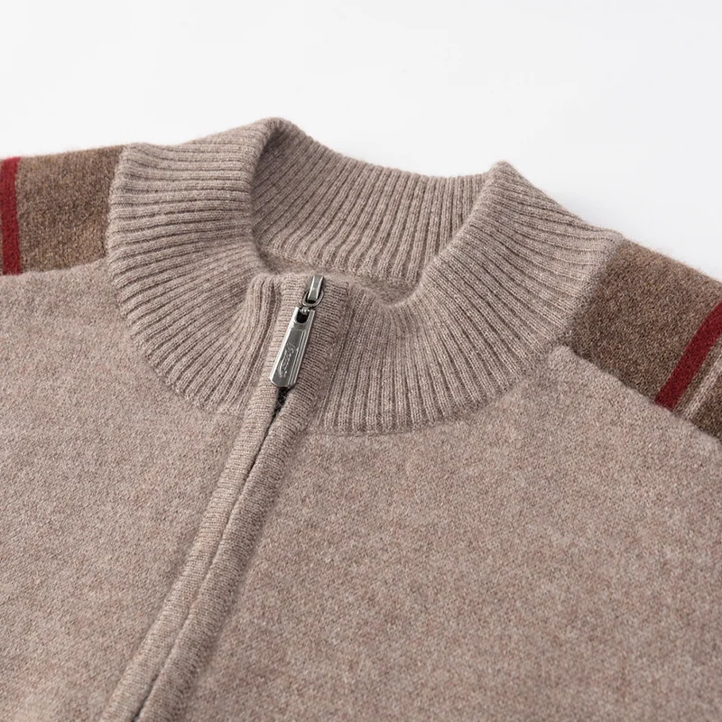100% Cashmere, Cashmere crew-neck sweater — Grey, 14–15.5µm, Cashmere Garment / Men — detail view 7