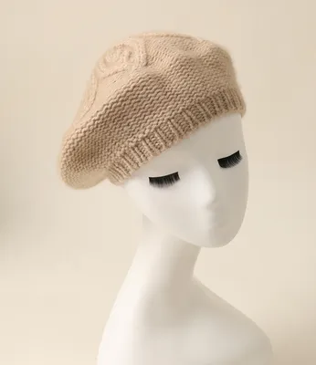 3ply Yarn Thick Knitted Cashmere Beret Hat