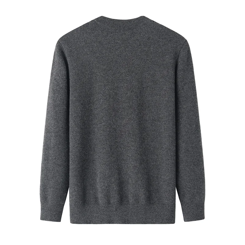 100% Cashmere, Cashmere crew-neck sweater — Navy, 14–15.5µm, Cashmere Garment / Men — detail view 2