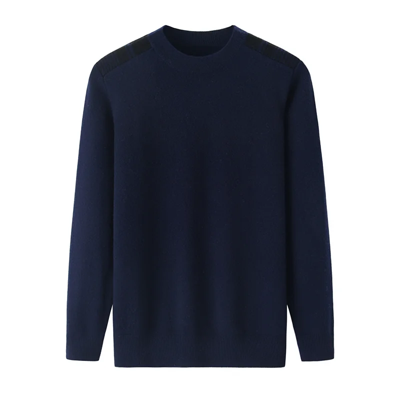 100% Cashmere, Cashmere crew-neck sweater — Navy, 14–15.5µm, Cashmere Garment / Men — detail view 3