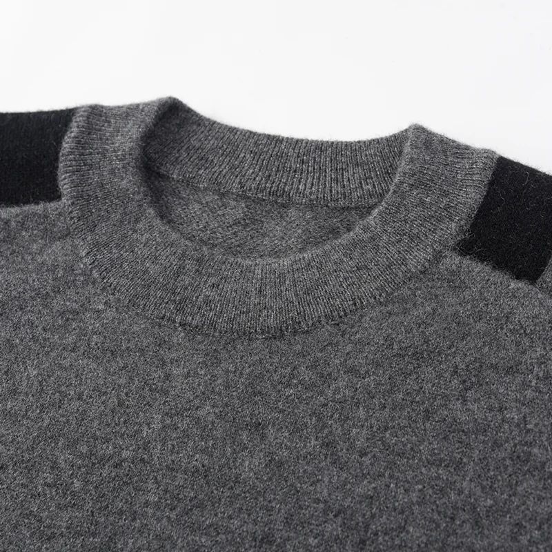 100% Cashmere, Cashmere crew-neck sweater — Navy, 14–15.5µm, Cashmere Garment / Men — detail view 7