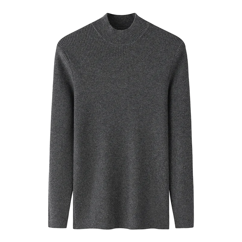 100% Cashmere, Cashmere crew-neck sweater — Grey, 14–15.5µm, Cashmere Garment / Men — detail view 3