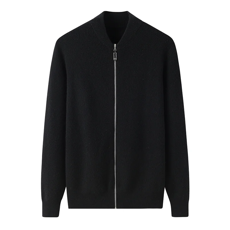 100% Cashmere, Cashmere button-front cardigan — Grey, 14–15.5µm, Cashmere Garment / Men — detail view 4
