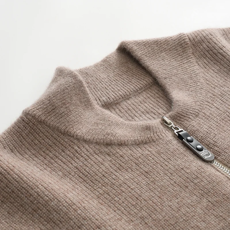 100% Cashmere, Cashmere button-front cardigan — Grey, 14–15.5µm, Cashmere Garment / Men — detail view 7