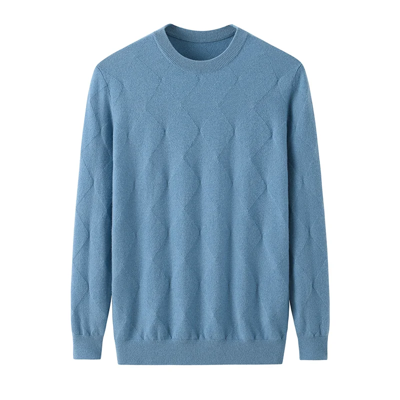 100% Cashmere, Cashmere crew-neck sweater — Grey, 14–15.5µm, Cashmere Garment / Men — detail view 2