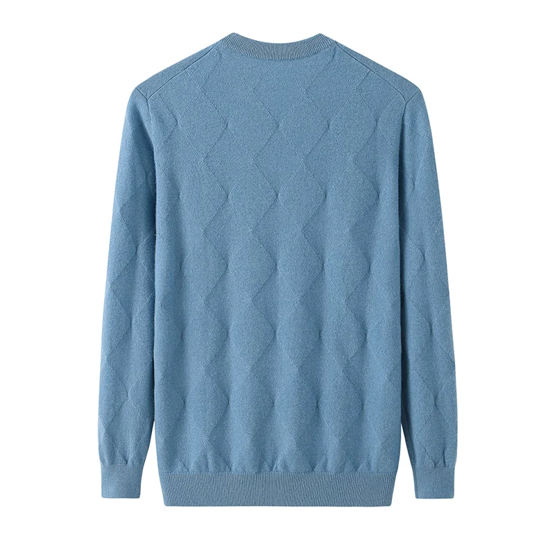100% Cashmere, Cashmere crew-neck sweater — Grey, 14–15.5µm, Cashmere Garment / Men — detail view 3