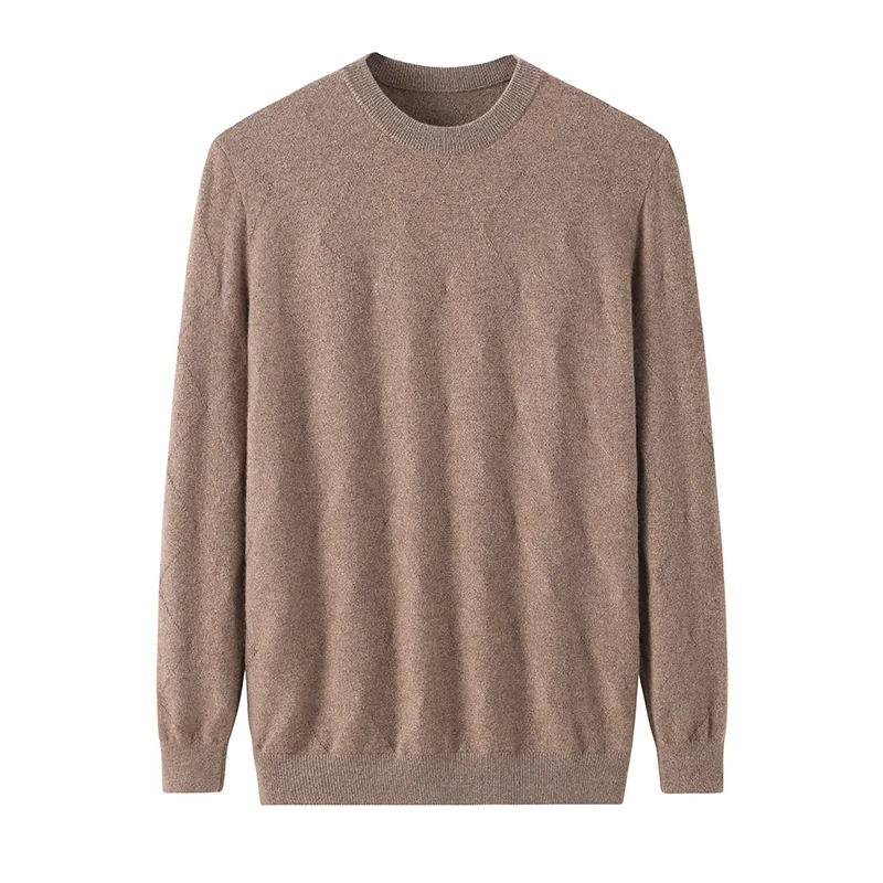 100% Cashmere, Cashmere crew-neck sweater — Grey, 14–15.5µm, Cashmere Garment / Men — detail view 5
