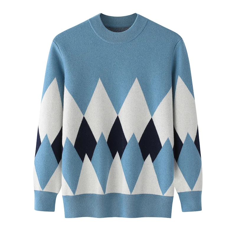 Cashmere crew-neck sweater — Grey Fair isle