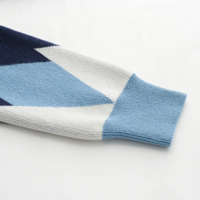 100% Cashmere, Cashmere crew-neck sweater — Grey Fair isle, 14–15.5µm, Cashmere Garment / Men — detail view 6