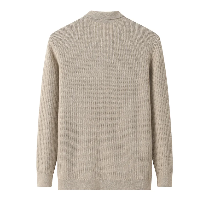 100% Cashmere, Cashmere button-front cardigan — Grey, 14–15.5µm, Cashmere Garment / Men — detail view 2