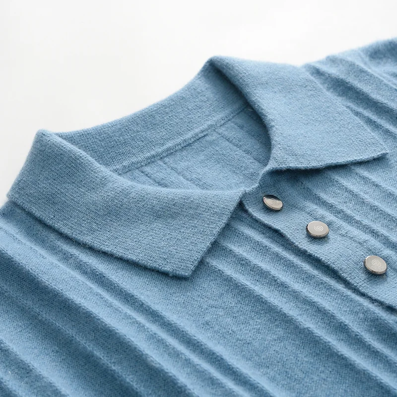 100% Cashmere, Cashmere crew-neck sweater — Camel, 14–15.5µm, Cashmere Garment / Men — detail view 7