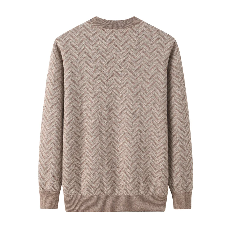 100% Cashmere, Cashmere crew-neck sweater — Green, 14–15.5µm, Cashmere Garment / Men — detail view 2