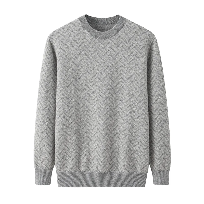 100% Cashmere, Cashmere crew-neck sweater — Green, 14–15.5µm, Cashmere Garment / Men — detail view 4