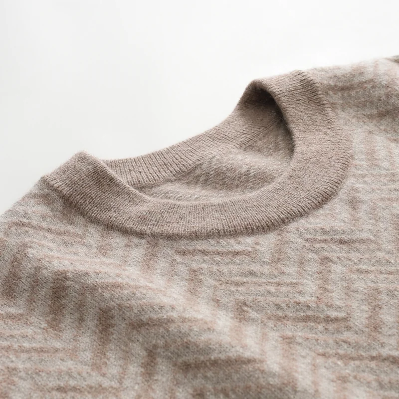 100% Cashmere, Cashmere crew-neck sweater — Green, 14–15.5µm, Cashmere Garment / Men — detail view 7