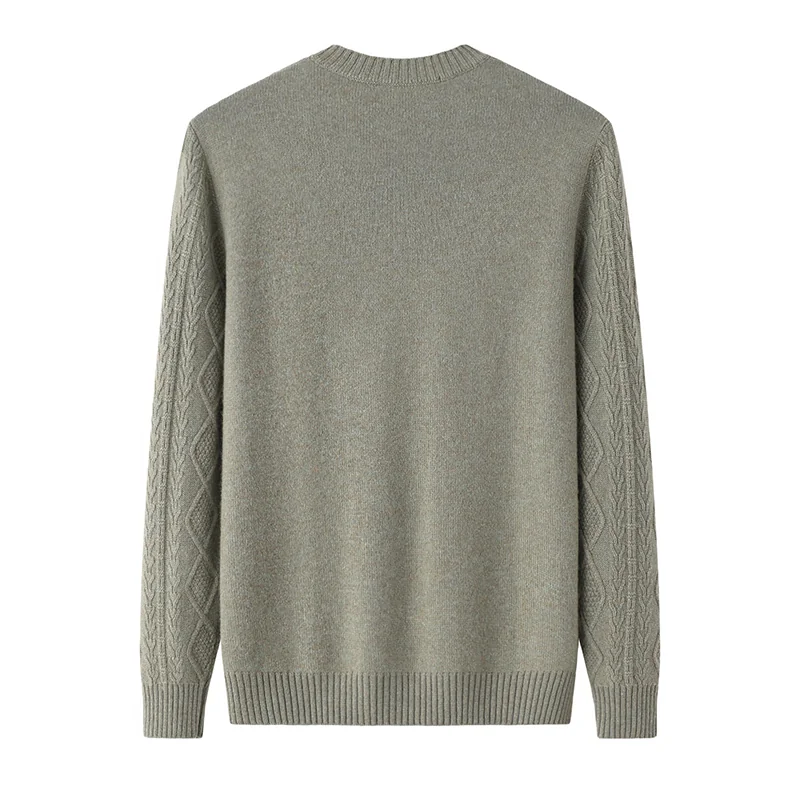 100% Cashmere, Cashmere crew-neck sweater — Camel, 14–15.5µm, Cashmere Garment / Men — detail view 2