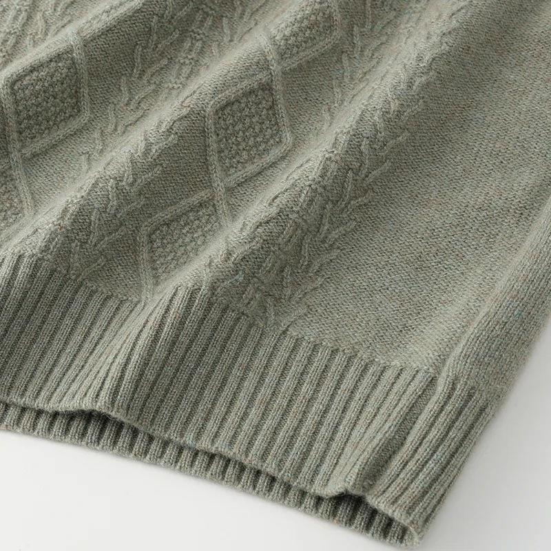 100% Cashmere, Cashmere crew-neck sweater — Camel, 14–15.5µm, Cashmere Garment / Men — detail view 4