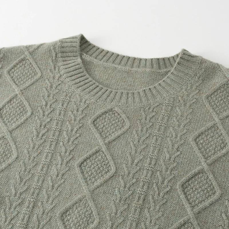 100% Cashmere, Cashmere crew-neck sweater — Camel, 14–15.5µm, Cashmere Garment / Men — detail view 6