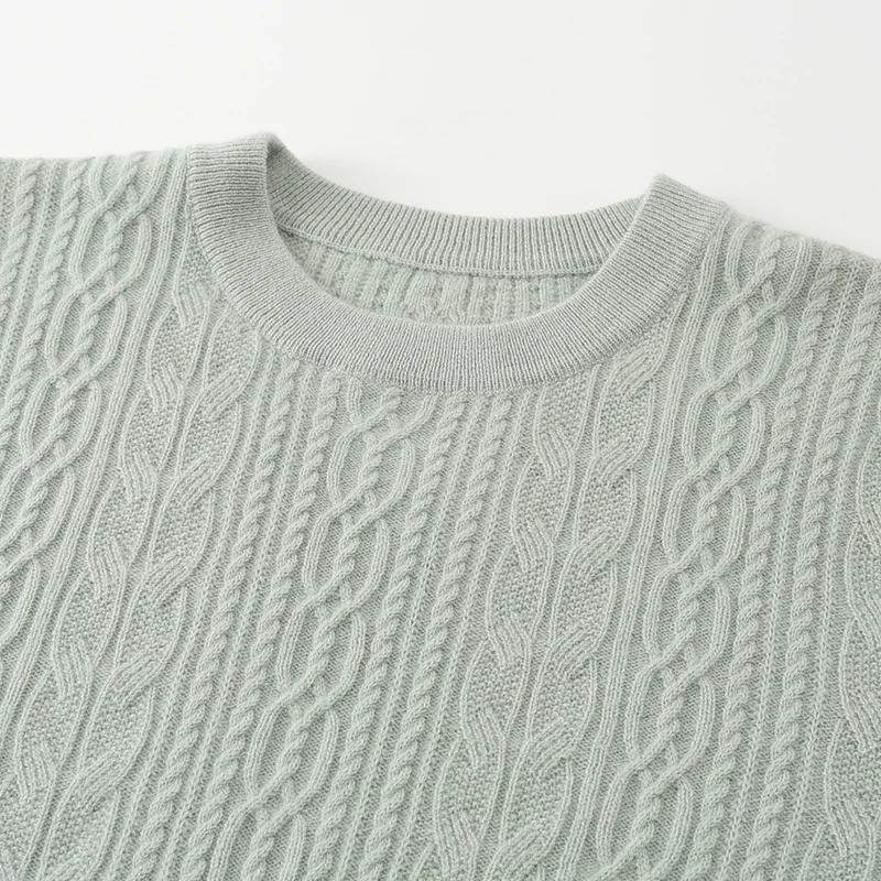 100% Cashmere, Cashmere crew-neck sweater — Red, 14–15.5µm, Cashmere Garment / Men — detail view 7