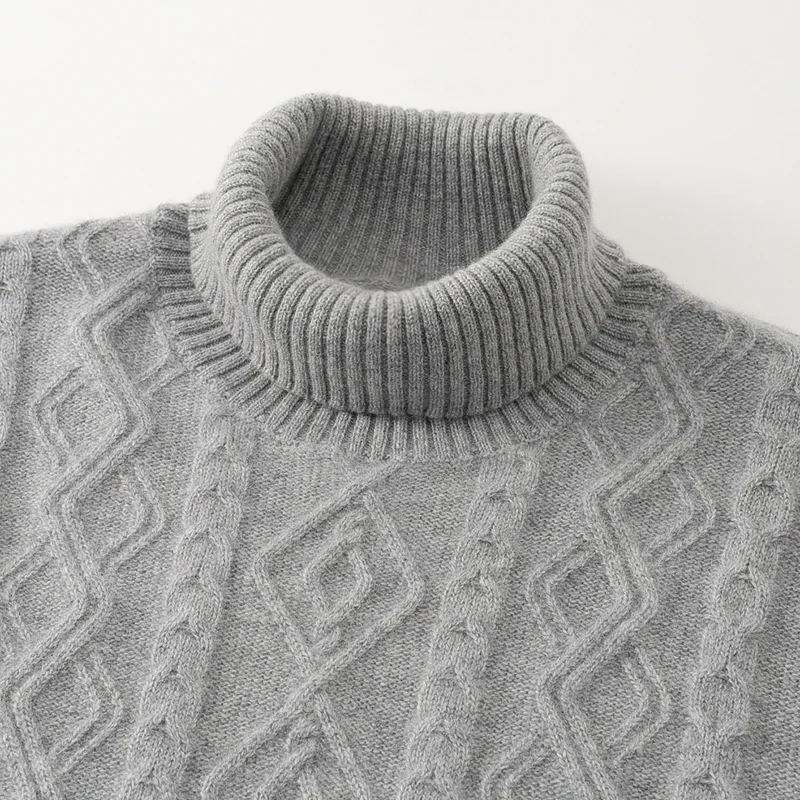100% Cashmere, Cashmere crew-neck sweater — Green Cable, 14–15.5µm, Cashmere Garment / Men — detail view 6