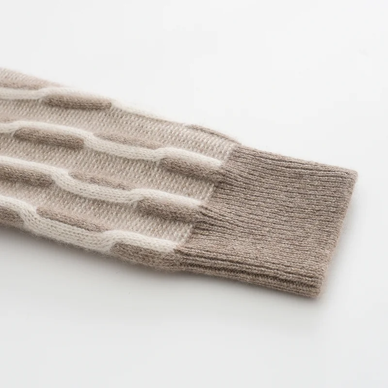 100% Cashmere, Cashmere crew-neck sweater — Green Cable, 14–15.5µm, Cashmere Garment / Men — detail view 6
